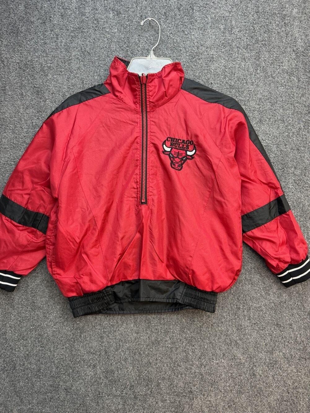 Vintage Pro Player Chicago Bulls Reversible Half Zip Jacket Boys Size 8 NBA